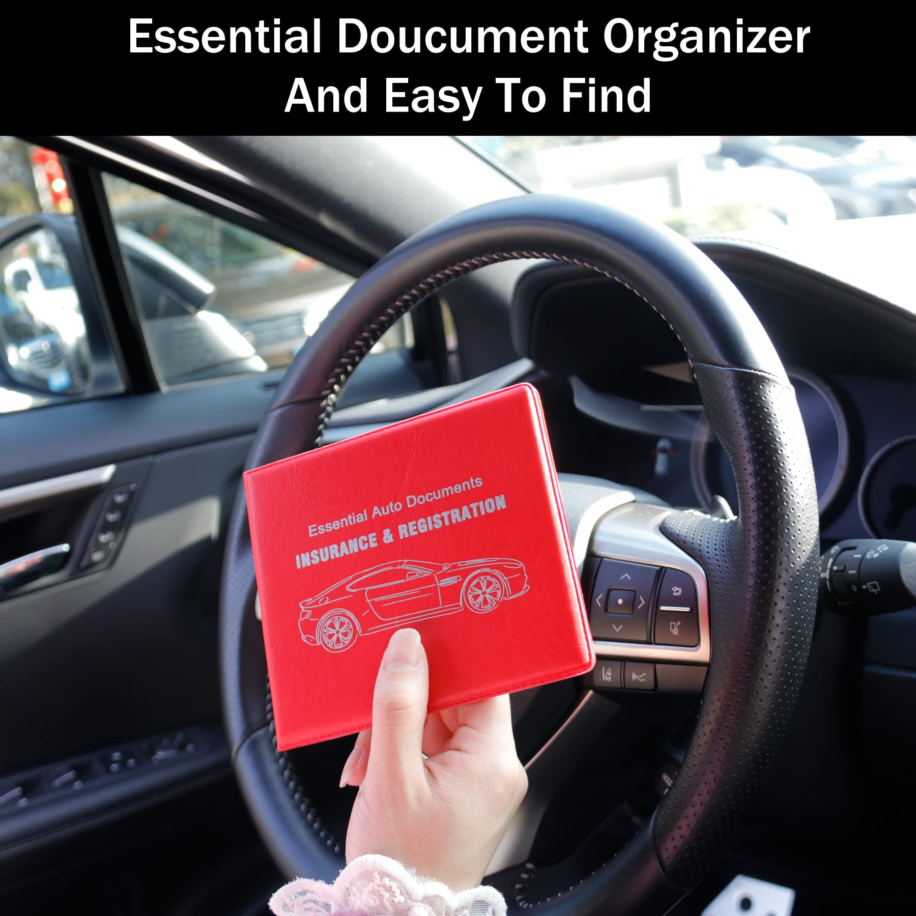 UYYE Car Registration & Insurance Card Holder - 2 Pack Vehicle Glove Box Organizer for Documents, Cards, License Plate | Durable Interior Car Accessories for Easy Storage & Quick Access