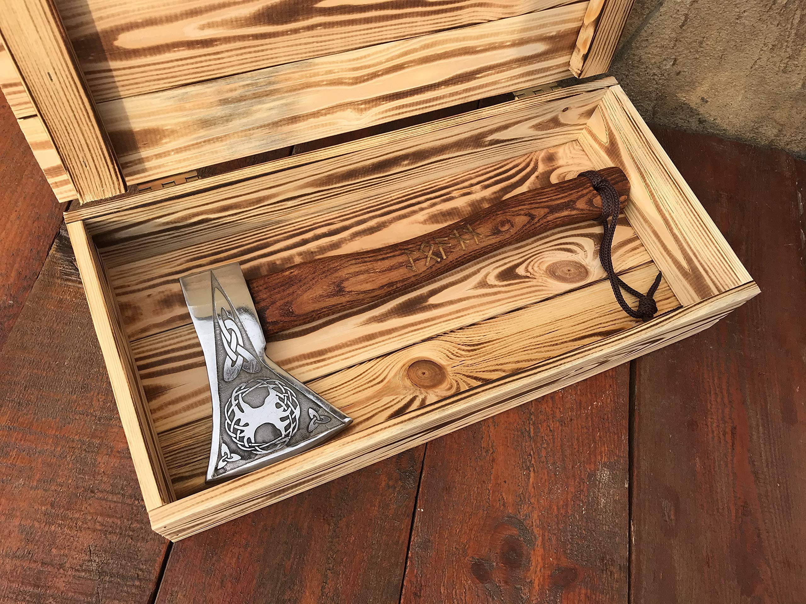 Viking Runic Axe - Handcrafted Norse Battle Axe with Engraved Runes - Perfect Gift for Men, Viking Enthusiasts & Collectors - Use for Cosplay, Home Decor & Medieval Reenactments
