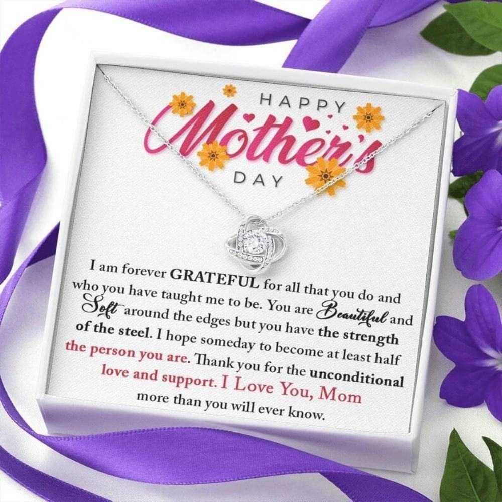 Love Knot Necklace for Mom - Mother's Day Gift from Daughter, Personalized Jewelry with Message Card & Gift Box - Perfect for Birthdays, Anniversaries & Special Occasions
