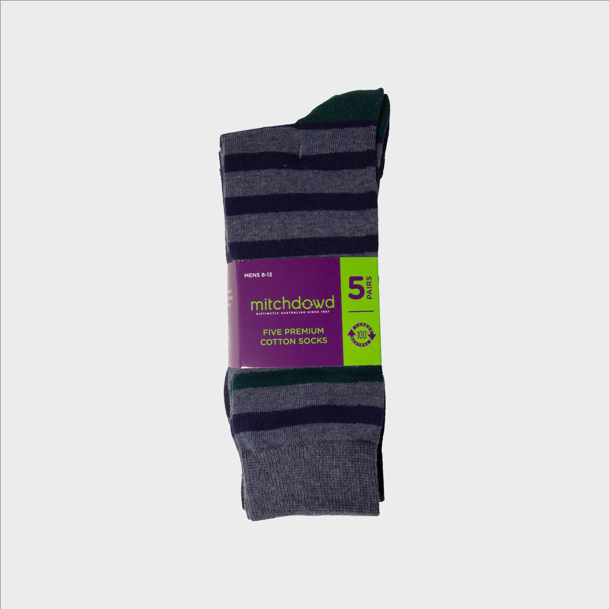Men's Fashion Cotton Crew Socks 5-Pack - Soft Breathable Casual Socks for Everyday Wear, Work, Gym & Travel - Blue