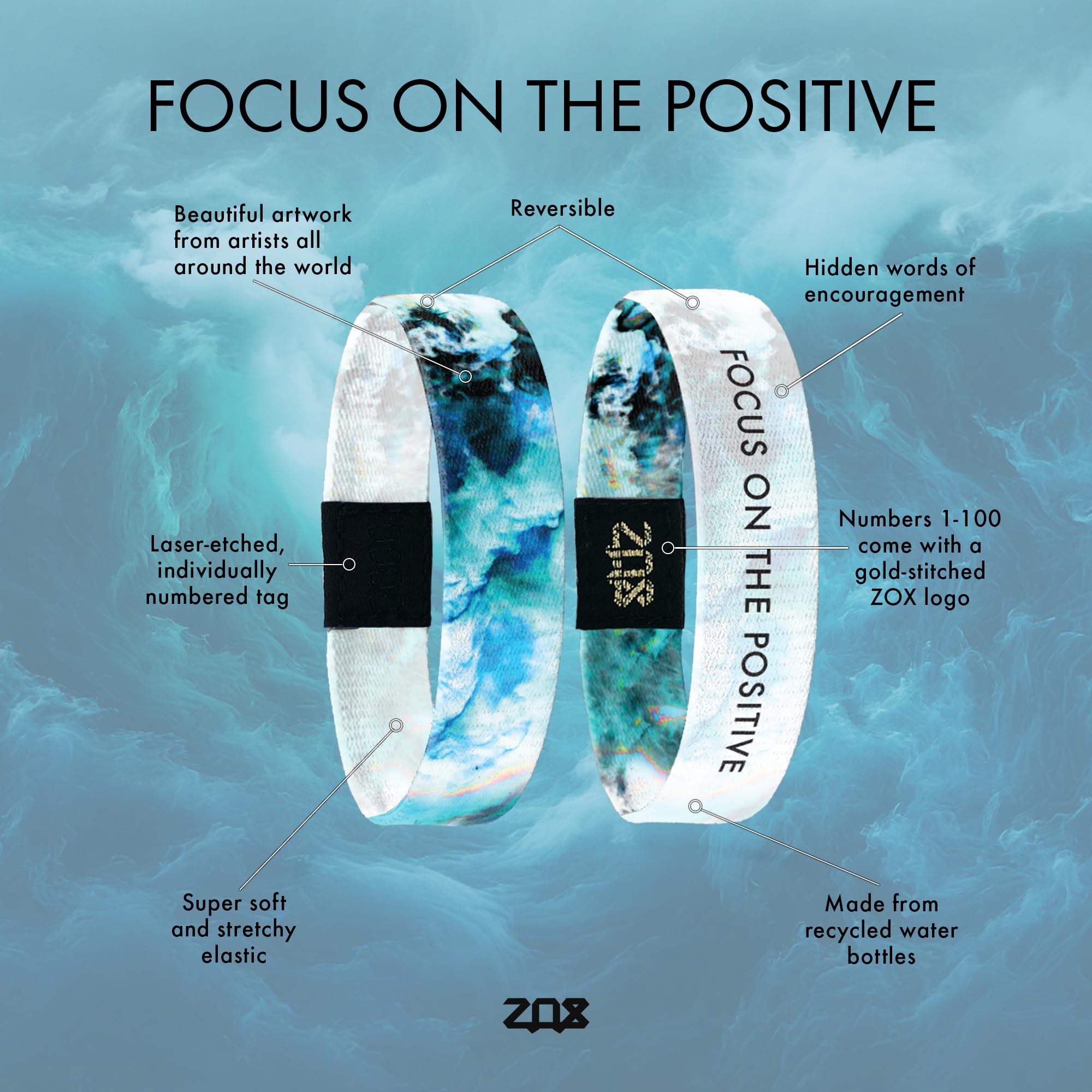 ZOX Stretchy Elastic Bracelets with Motivational Affirmations & Artistic Designs - Adjustable Wristbands for Men & Women - Perfect Gift for All Ages | Daily Wear, Yoga, Workout & Fashion Accessory