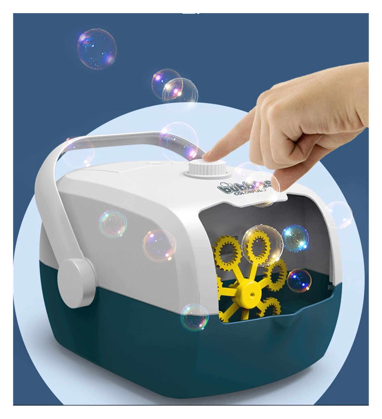 KDAWN Automatic Bubble Blower Machine - Portable Electric Bubble Maker for Kids, Outdoor Parties, Weddings & Events - Creates Endless Bubbles (Blue) - Perfect for Backyard Play, Birthday Celebrations & Stage Performances