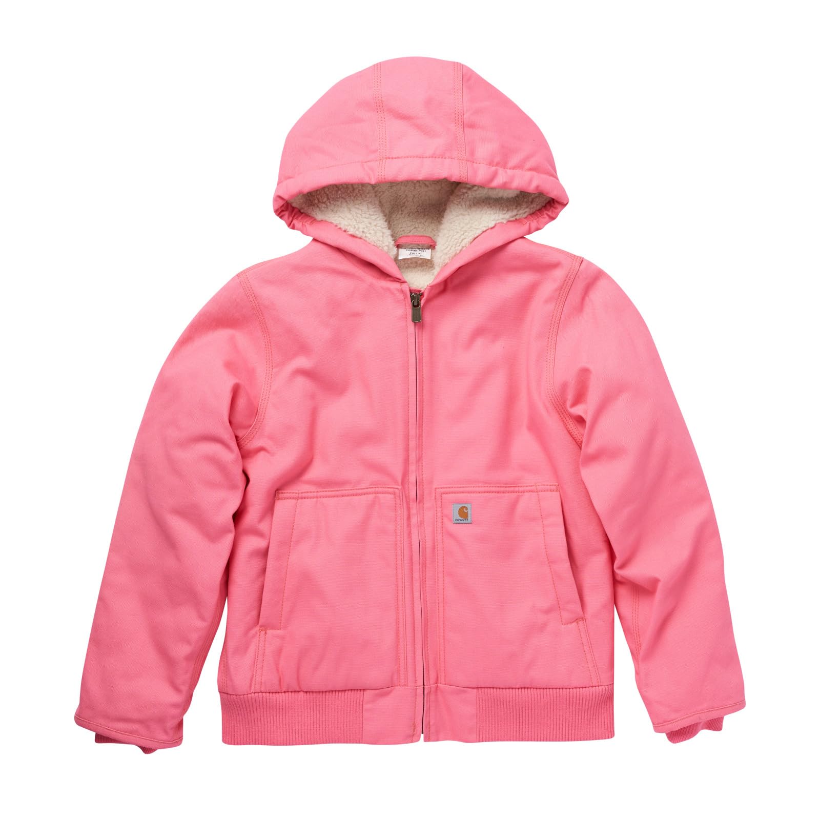 Carhartt Girls' Insulated Zip-Front Canvas Hooded Jacket - Warm Winter Coat for Outdoor Play & School Activities