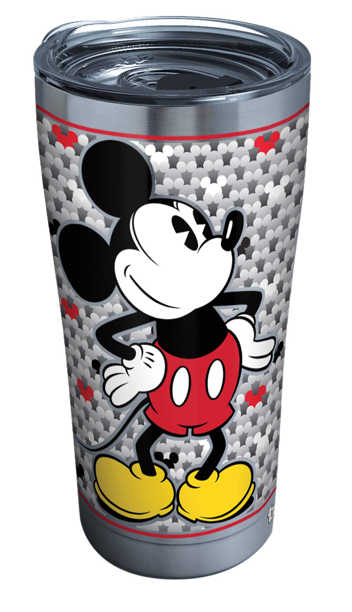 Disney Mickey Mouse 20 oz Stainless Steel Tumbler with Clear & Black Hammer Lid - Insulated Silver Travel Mug for Coffee, Tea & Cold Drinks - Perfect for Home, Office & Outdoor Adventures