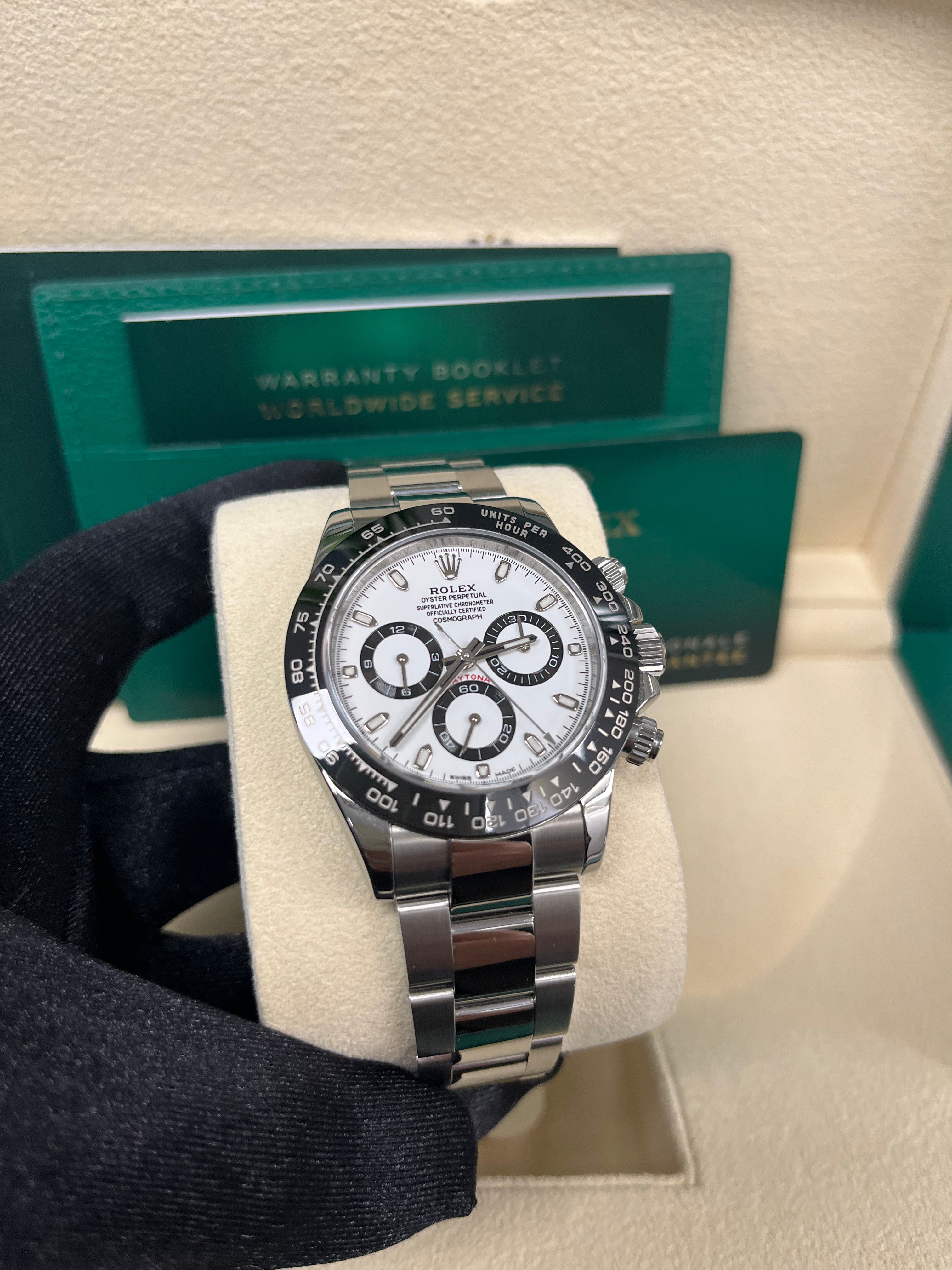 Rolex Daytona 40mm Stainless Steel Watch - White Panda Index Dial & Ceramic Bezel (Ref# 116500LN) | Luxury Chronograph for Men, Perfect for Business, Racing & Special Occasions