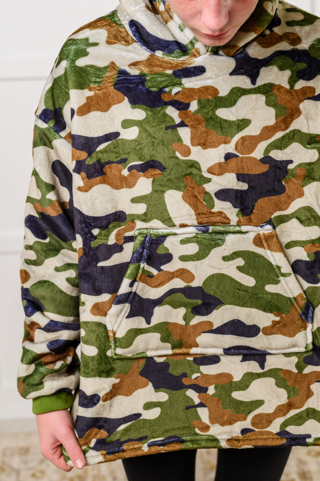 Kids Oversized Hoodie Blanket in Camo Print - Cozy Fleece Wearable Blanket for Boys & Girls - Perfect for Sleepovers, Movie Nights and Winter Lounging