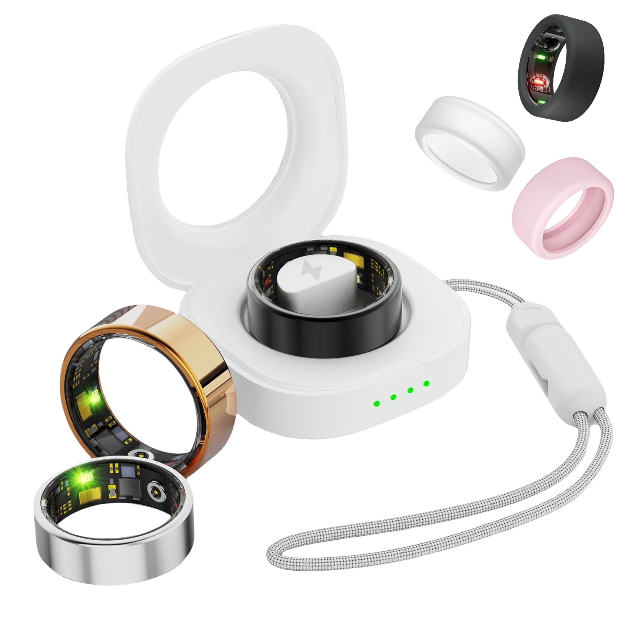 Smart Ring for Women & Men - Health & Fitness Tracker with Heart Rate Monitor, IP68 Waterproof Activity Ring, Sleep Tracking, Remote Camera Control, Family Care - Includes Charging Case & Protector (Rose Gold, Size 12) - Perfect for Workouts, Sleep Monitoring & Daily Health Tracking