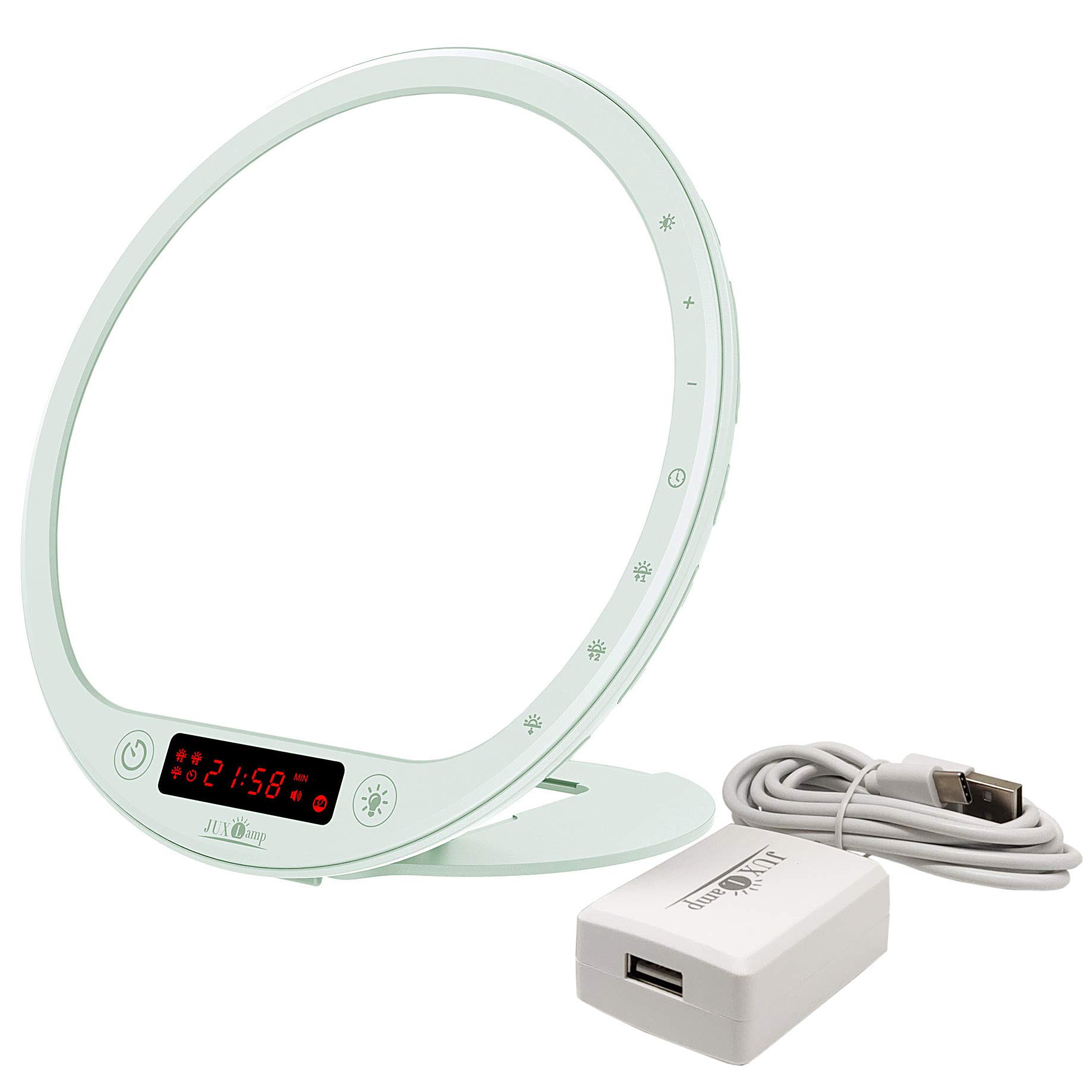 JUXLamp Light Therapy Lamp - 10000 Lux UV-Free Sunrise Alarm Clock with Bioclock Adjustment & APP Control, Portable Built-in Lithium Battery - Perfect for SAD Relief, Sleep Improvement & Natural Wake-Up Light Therapy