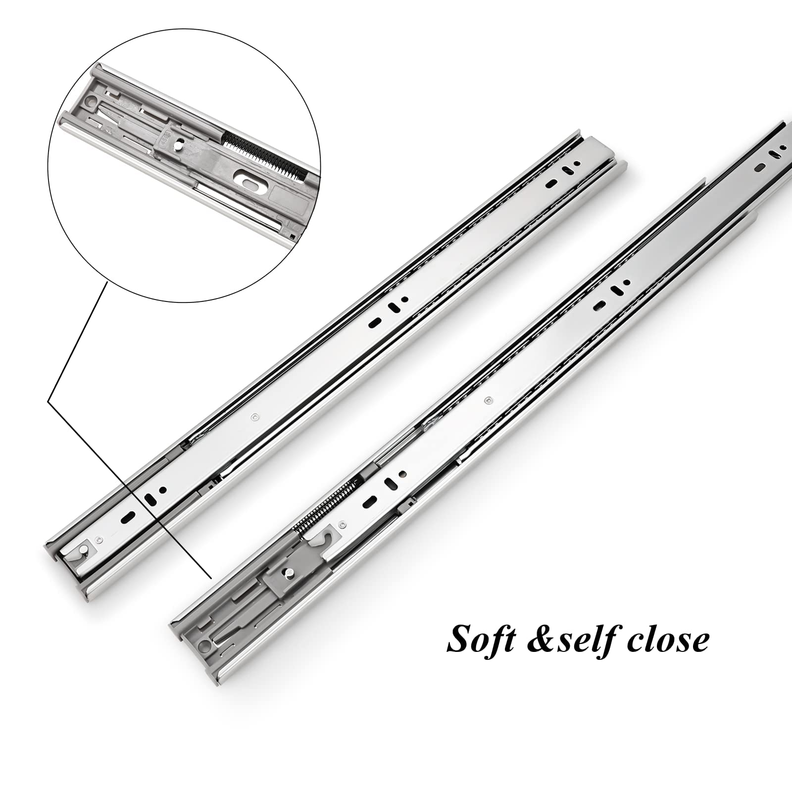 Gobrico 6-Pairs (12pcs) 22-Inch Full Extension Soft Close Ball Bearing Drawer Slides - Heavy Duty Side/Rear Mount Kitchen Cabinet Drawer Runners with Brackets | Perfect for Kitchen Cabinets, Office Furniture, and DIY Storage Solutions