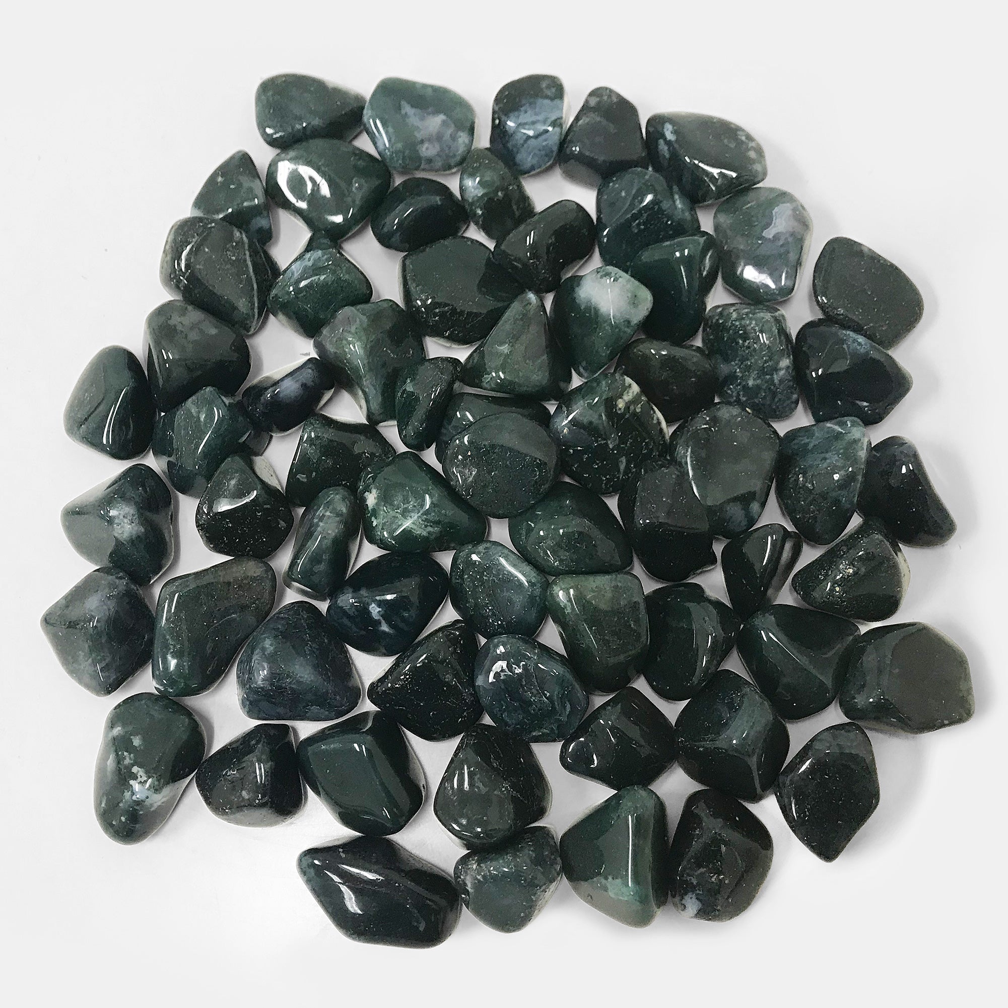1 lb Natural Polished Moss Agate Gemstone Tumbled Stones - Bulk Healing Crystals for Meditation, Reiki, Jewelry Making & Home Decor
