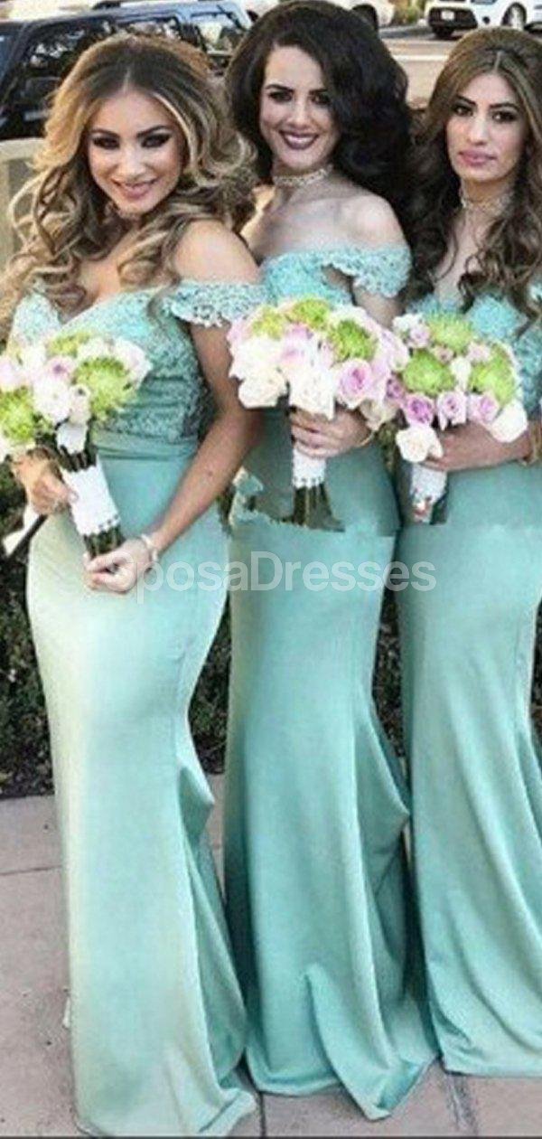 Elegant Off Shoulder Green Mermaid Long Bridesmaid Dress - Formal Evening Gown for Weddings, Prom & Special Occasions | Style WG703