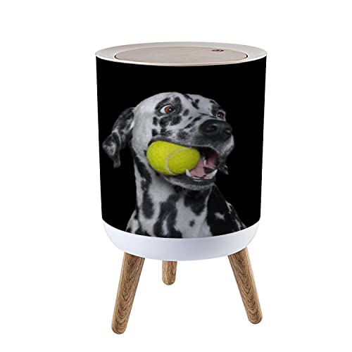 Cute Dalmatian Dog Trash Can with Lid - 1.8 Gallon Round Press Cover Garbage Bin for Kitchen, Bathroom & Living Room - Dog Proof Wastebasket for Pet Owners & Home Decor