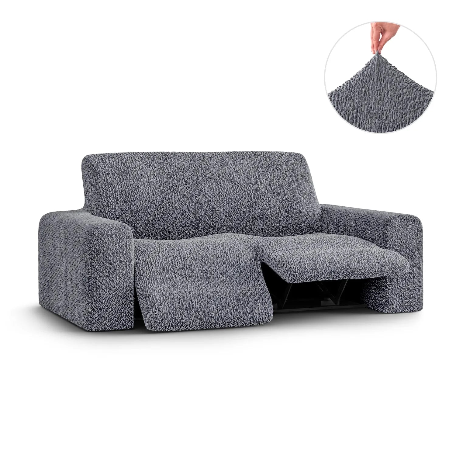 2 Seater Recliner Slipcover - Soft Velvet Stretch Sofa Cover with Elastic Hem, Perfect for Living Room Furniture Protection and Style Upgrade