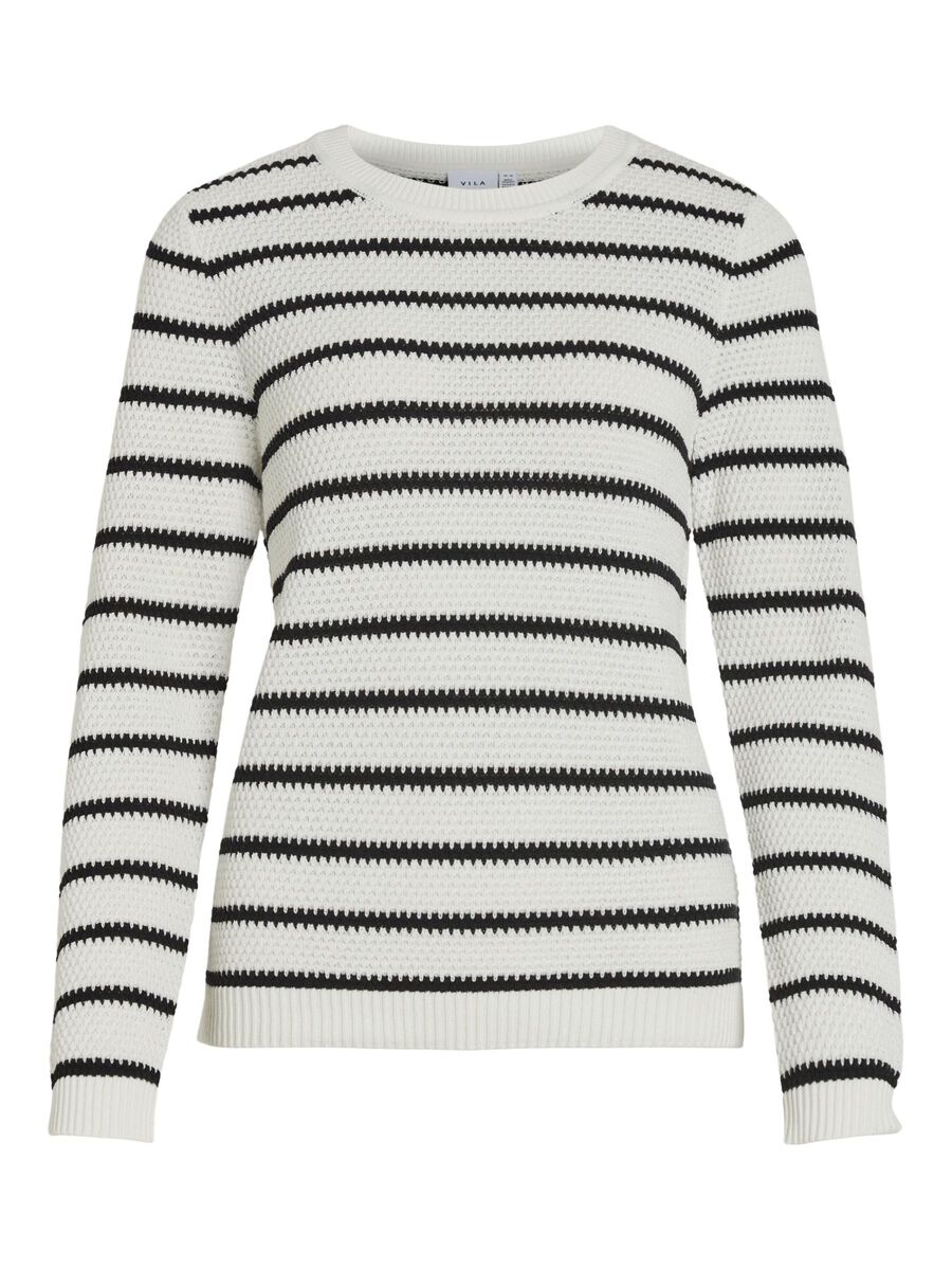 Dalo Stripe Jumper Sweater for Women - Cozy White and Black Striped Knit Pullover - Perfect for Casual Outfits, Office Wear, and Winter Layering