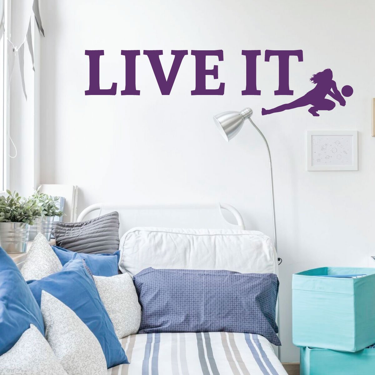 Volleyball Wall Decal - 'Live It' Vinyl Sticker for Girls Bedroom & Playroom - Sports Themed Room Decor - Perfect for Volleyball Lovers & Teen Athletes