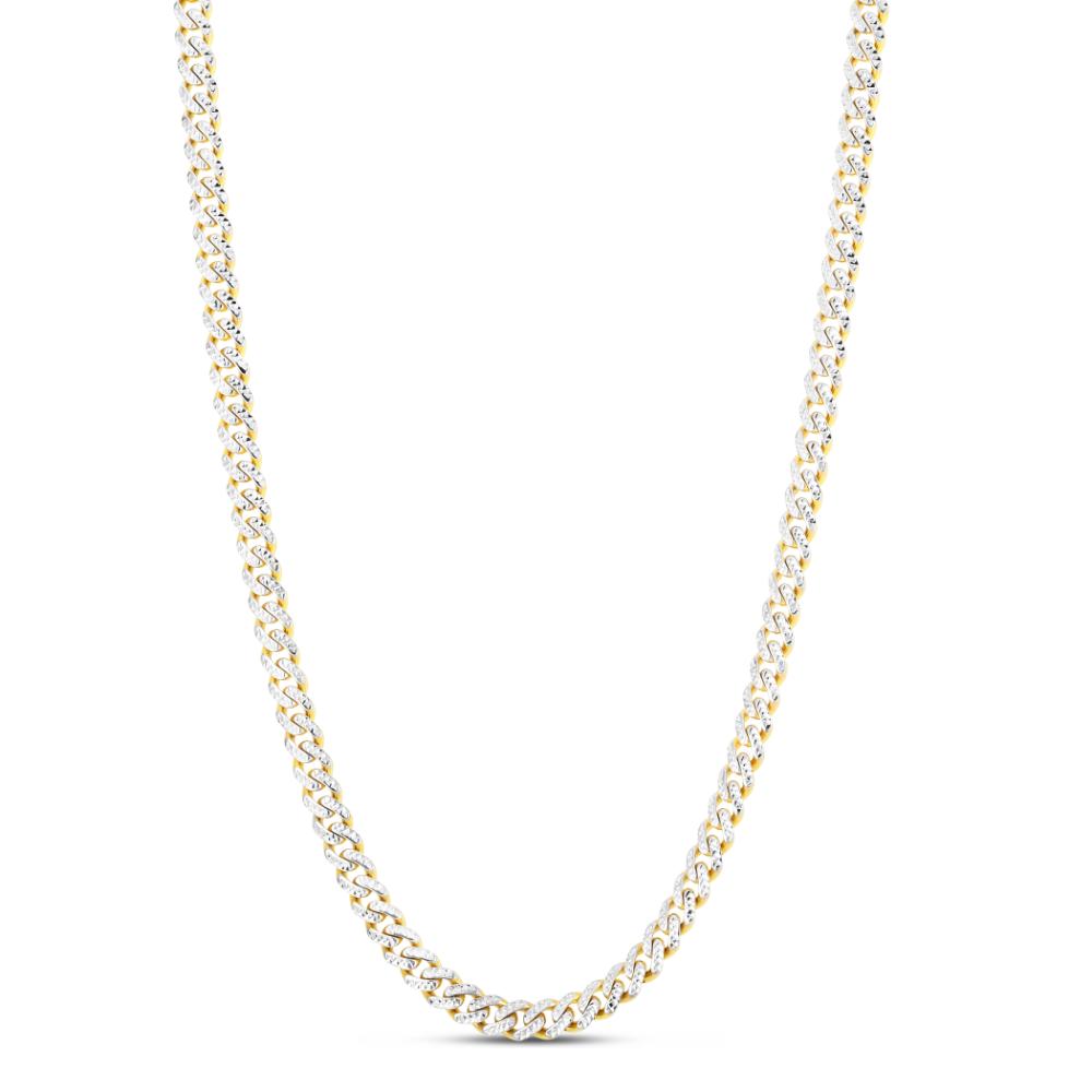 14K Gold 6.5mm White Pave Modern Lite Miami Cuban Chain - Elegant Necklace for Women, Perfect for Parties, Weddings & Everyday Wear