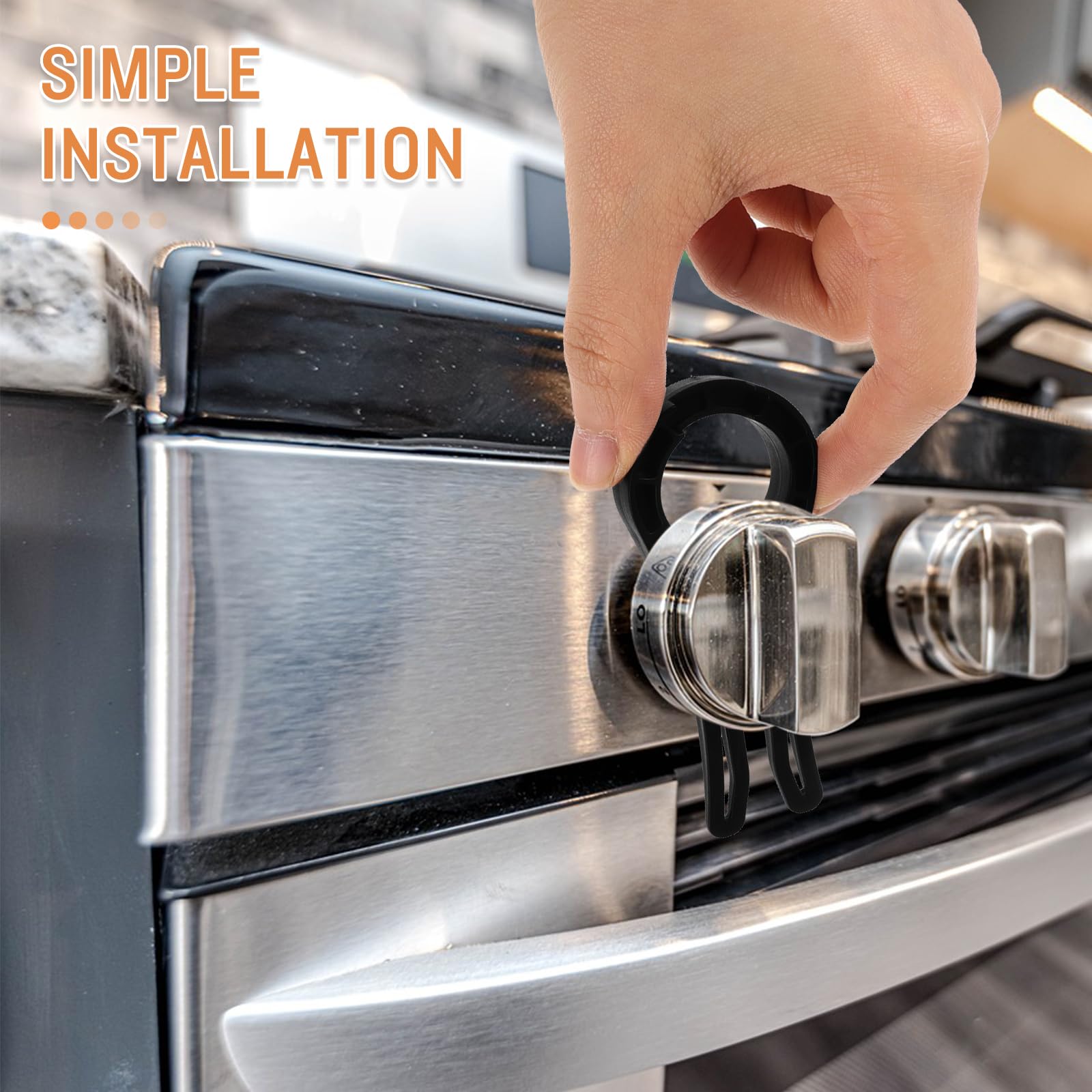 TOYANDONA 5-Piece Stove Knob Locks - Child Safety Oven Knob Guards for Baby and Pet Proofing - Black - Prevent Accidental Gas Stove Turning in Kitchen Safety
