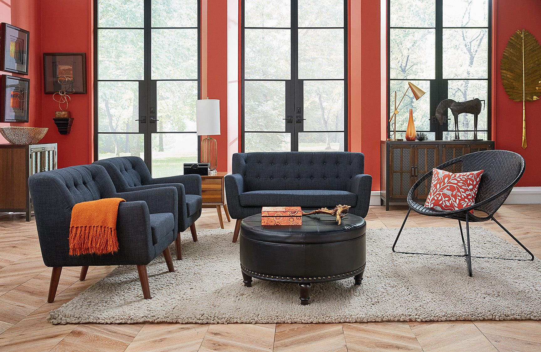Office Star Mill Lane Chair and Loveseat Set [MLL3] - Modern Home Office Furniture for Comfortable Seating & Relaxation - Perfect for Living Room, Study or Workspace