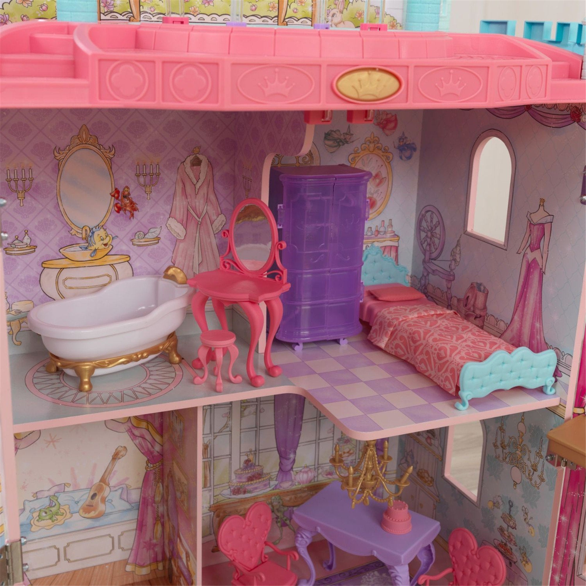KidKraft Disney Princess Dance & Dream Dollhouse - Large Wooden Doll House with Furniture & Accessories for Kids Ages 3+ | Perfect for Pretend Play & Imaginative Fun