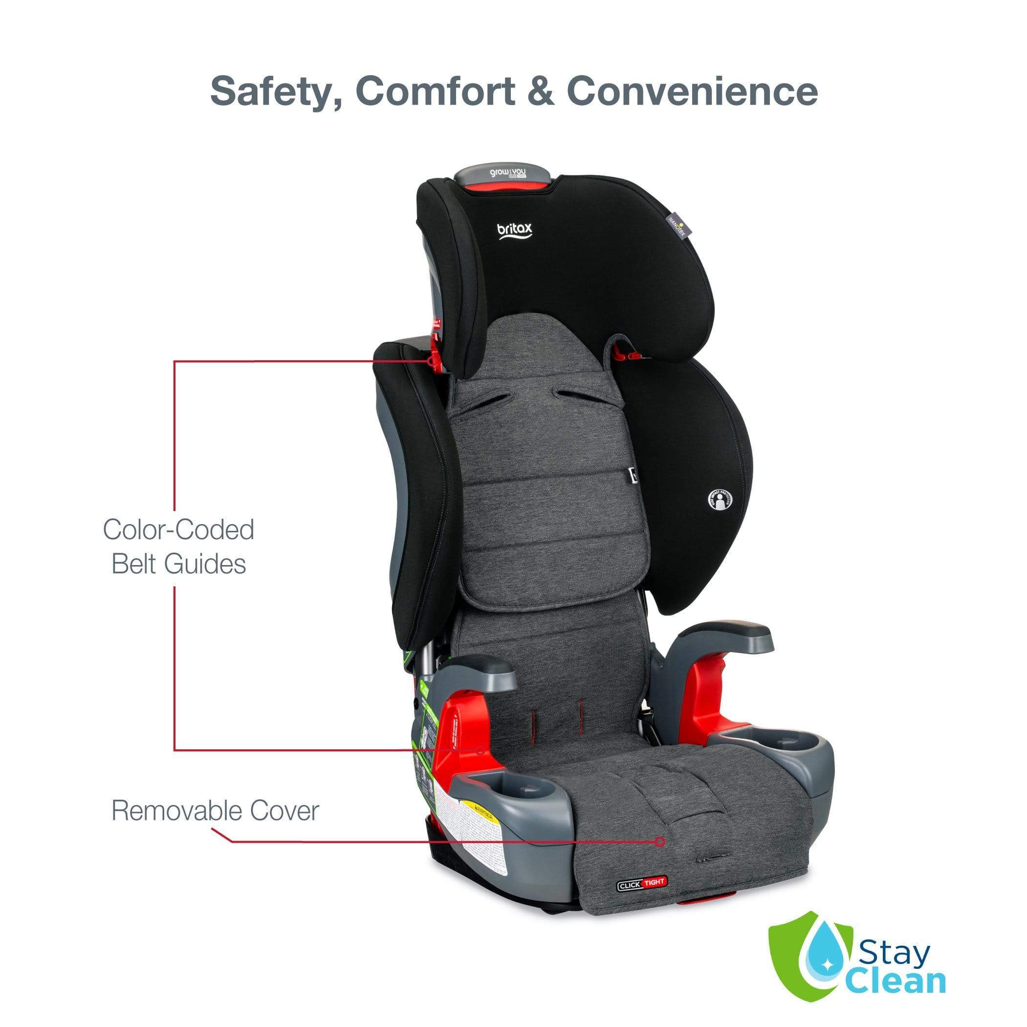 Britax Grow With You Clicktight Booster Car Seat - Safe & Adjustable for Kids 3-12 Years - Perfect for School, Travel & Family Road Trips