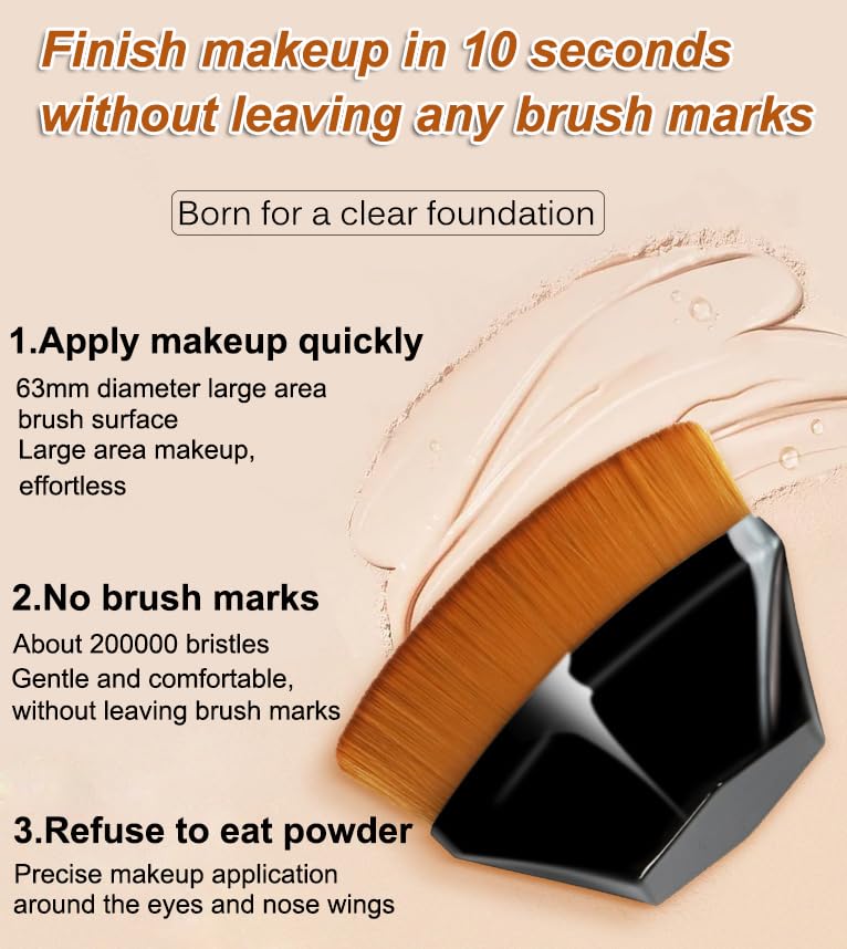 AKOAK 1 Pack Magic Foundation Makeup Brush - Portable Professional Liquid & Cream Foundation Blending Brush with Storage Case | Perfect for Flawless Airbrush Finish & Everyday Makeup Application
