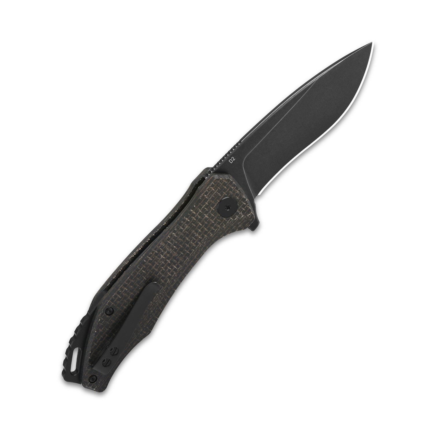 QSP Raven Liner Lock Pocket Knife - D2 Steel Blade, Dark Brown Micarta Handle - EDC, Outdoor, Camping & Survival Knife