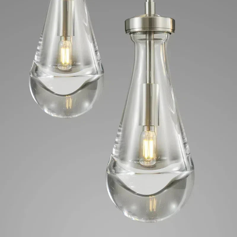 2-Light Raindrop Round Chandelier - 5 Inch Modern Crystal Ceiling Fixture for Dining Room, Bedroom & Entryway Lighting