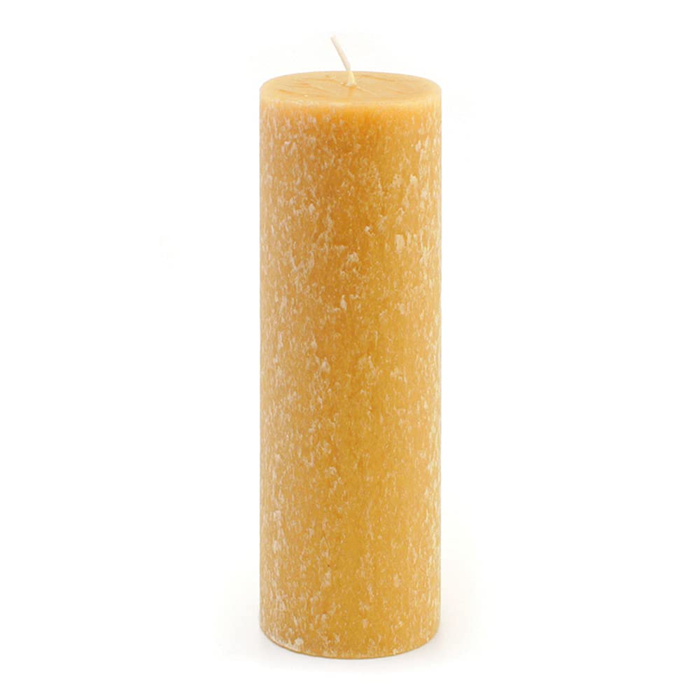 Premium Unscented Beeswax Blend Pillar Candles - 3 Pack 9-Inch Butterscotch Root Candles for Home Decor, Meditation & Romantic Ambiance