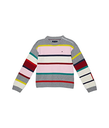 Tommy Hilfiger Girls' Adaptive Stripe Sweater with Velcro Closure - Soft Comfortable Pullover for Special Needs Kids - Perfect for School, Therapy & Everyday Wear