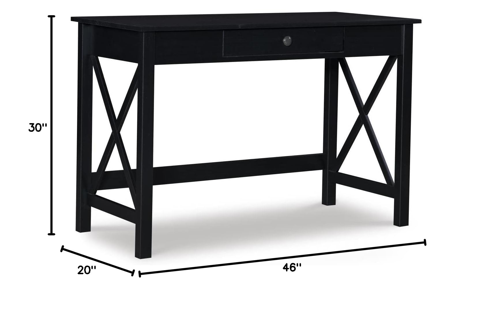 Linon Davis Black Laptop Desk - Portable for Home Office & Bed