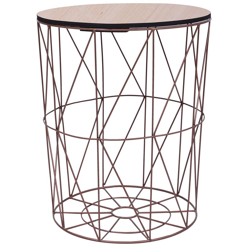 Round Coffee Table with Storage Basket - 18.5