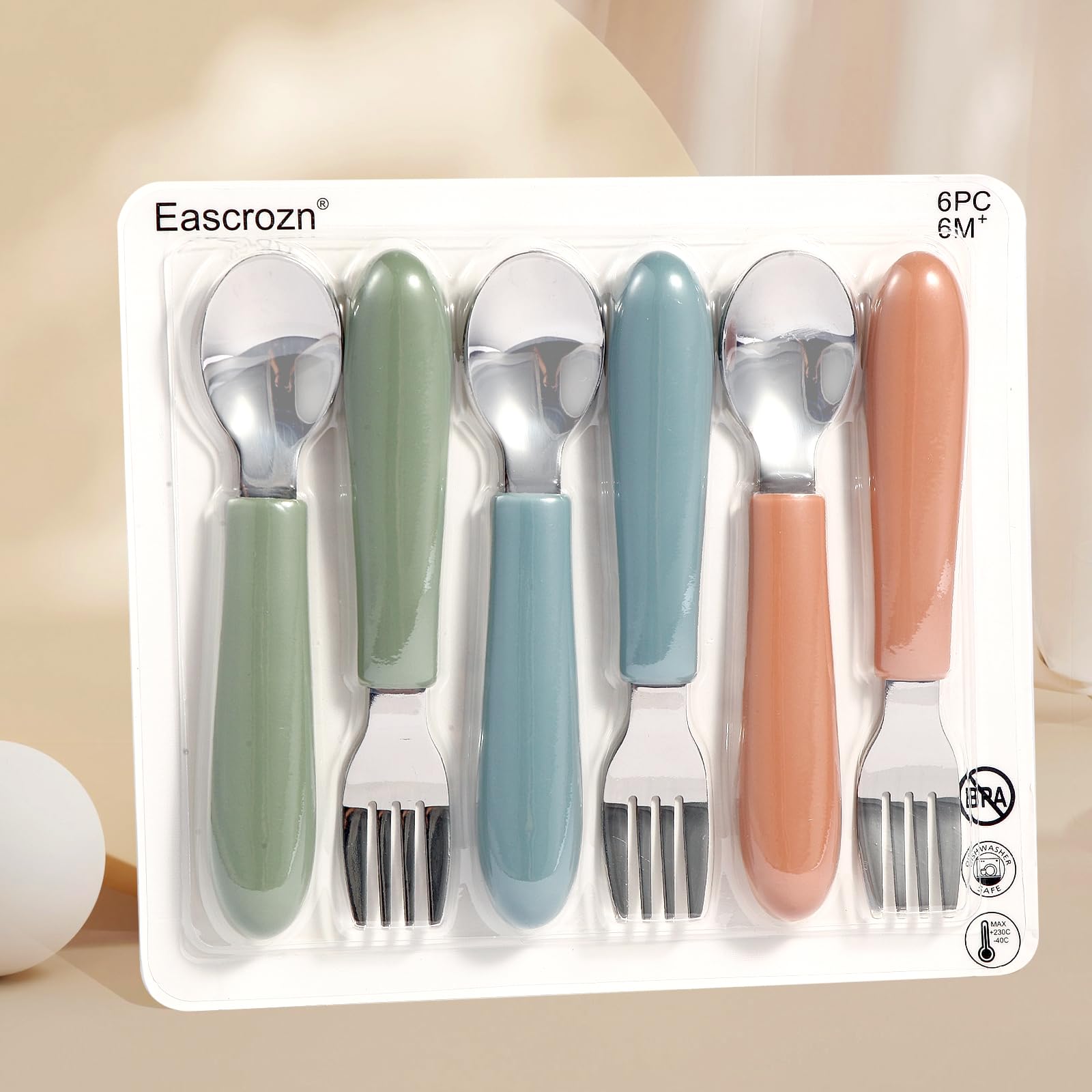 **Toddler Utensil Set - 6 Pack Kids Silverware with Soft Silicone Handle, 18/8 Stainless Steel Spoons & Forks for Safe Feeding - Dishwasher Safe - Perfect for Babies, Toddlers & Preschoolers at Home, Daycare or Travel**