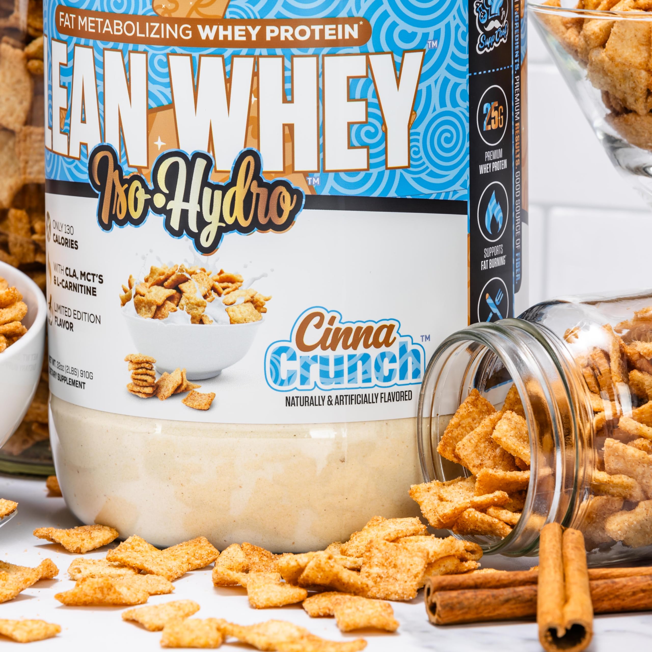 Musclesport Lean Whey Revolution™ Protein Powder - Whey Protein Isolate - Low Calorie, Low Carb, Low Fat - 25g Protein per Scoop - 2lb Cinna Crunch Flavor - Ideal for Post-Workout Recovery & Weight Management
