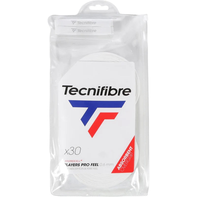 Tecnifibre Players Pro Feel 30 Pack Tennis Overgrips - Premium Grip for Enhanced Control & Comfort - Perfect for Tennis, Badminton & Racquet Sports