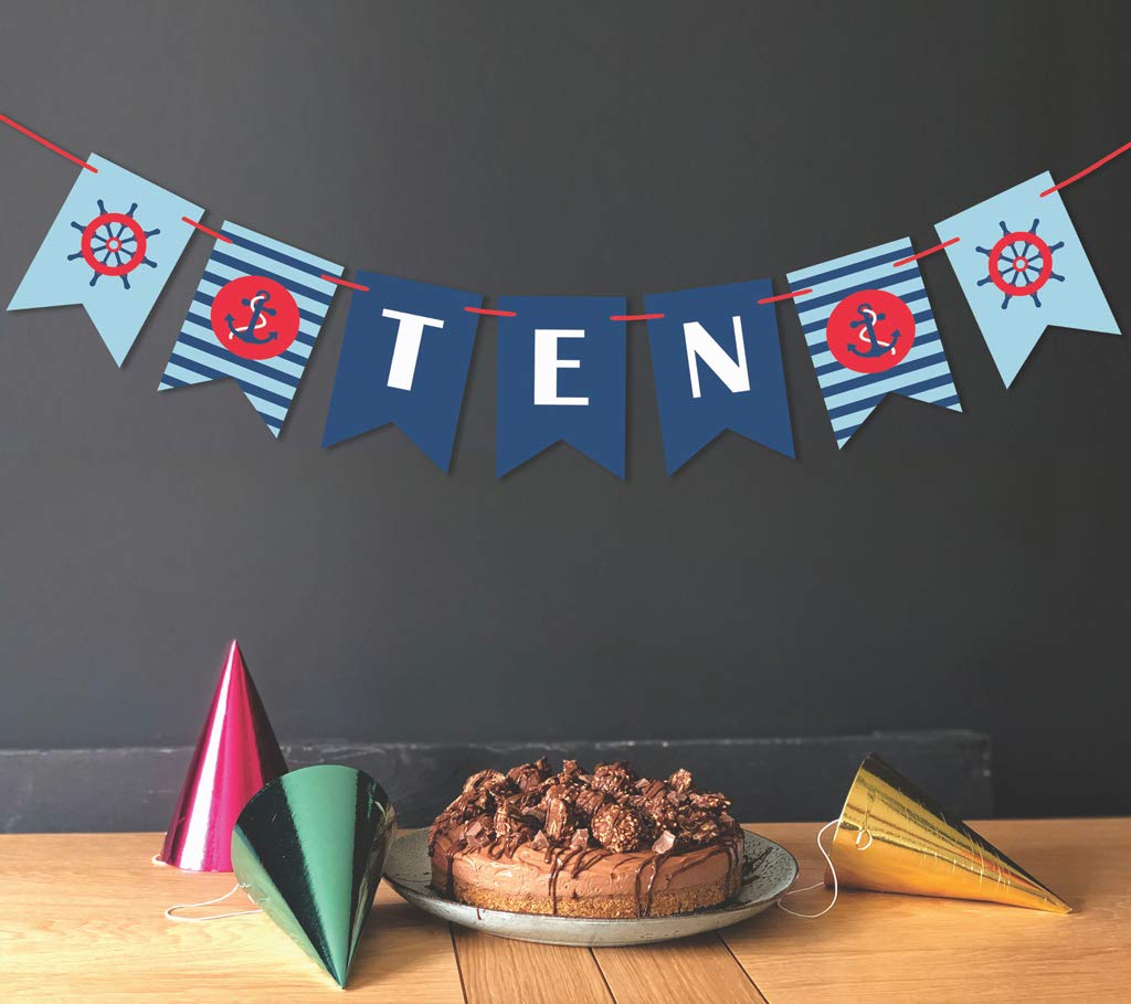10th Birthday Party Decorations for Boys - Pirate Themed Pennant Banner & Bunting Garland | Perfect for Kids' Birthday Parties, Pirate Themed Events & Classroom Decor