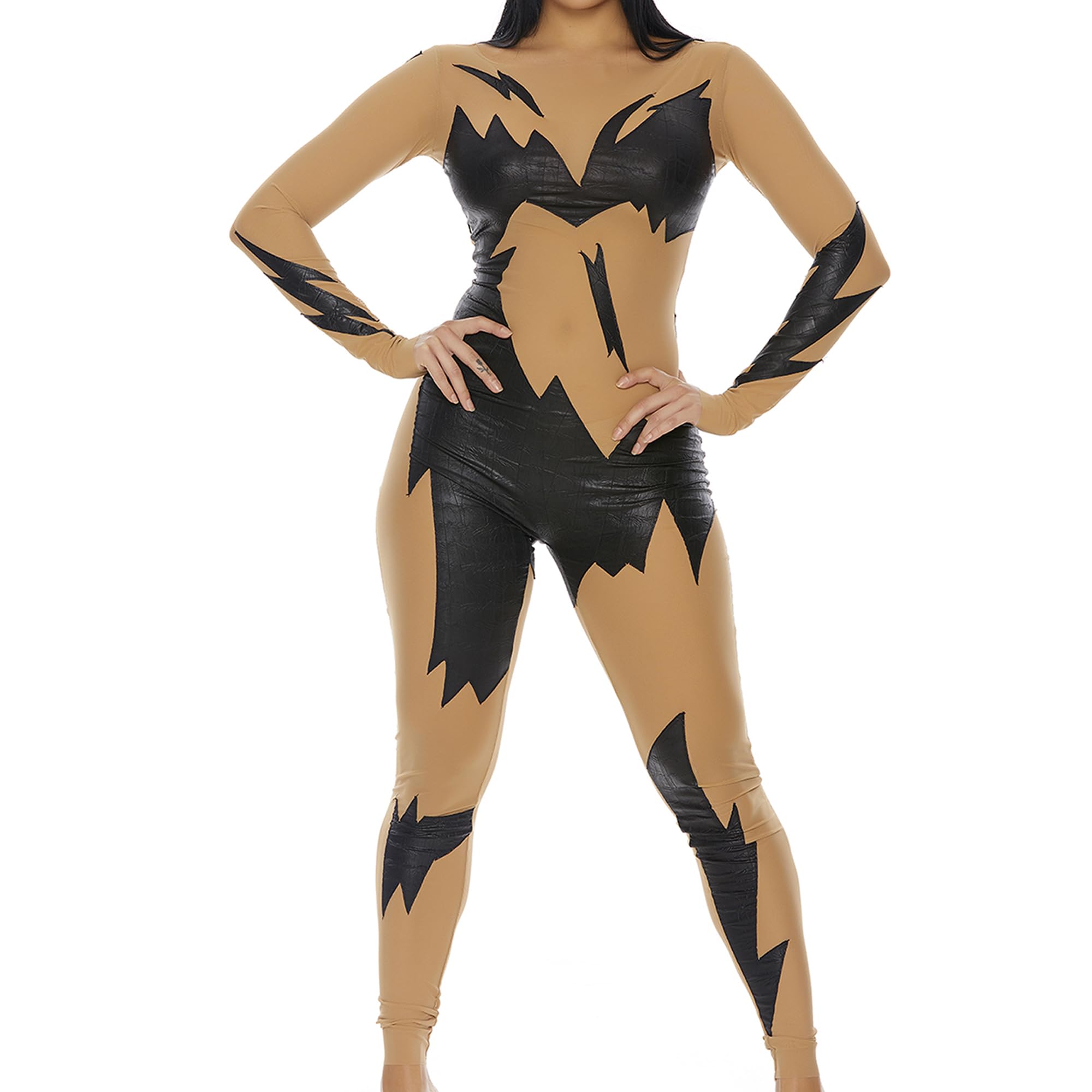 Evil Mistress Movie Villain Costume for Women - Gothic Witch Jumpsuit with Horn Headband - Halloween, Cosplay & Roleplay Outfit - Size M/L - Perfect for Halloween Parties, Comic Con & Theatrical Performances