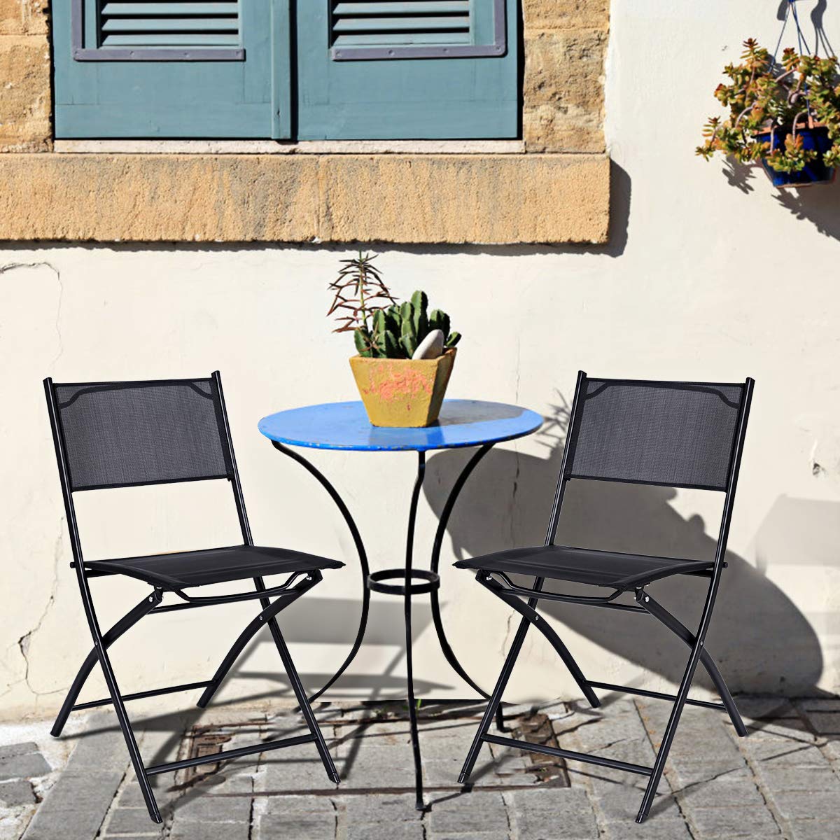 HAPPYGRILL 4-Pack Portable Folding Chairs for Indoor & Outdoor Use - Lightweight Foldable Chairs for Meetings, Patio Parties, Picnics, Dining, and Camping | Perfect for Backyard BBQs, Beach Trips, and Tailgating