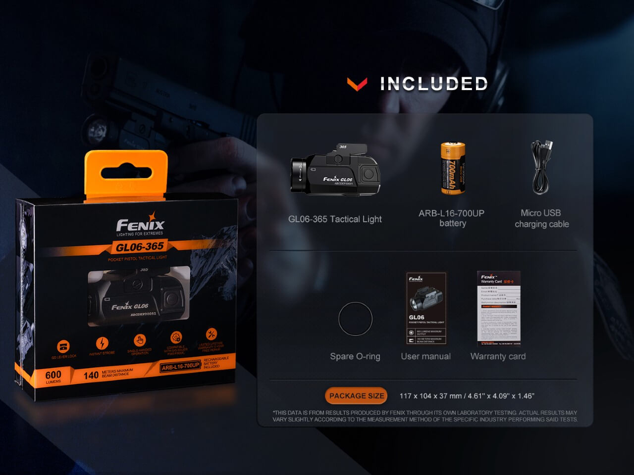 Fenix GL06 Compact Tactical LED Flashlight for Pistols - Open Box - Ideal for Home Defense, Hunting & Outdoor Adventures