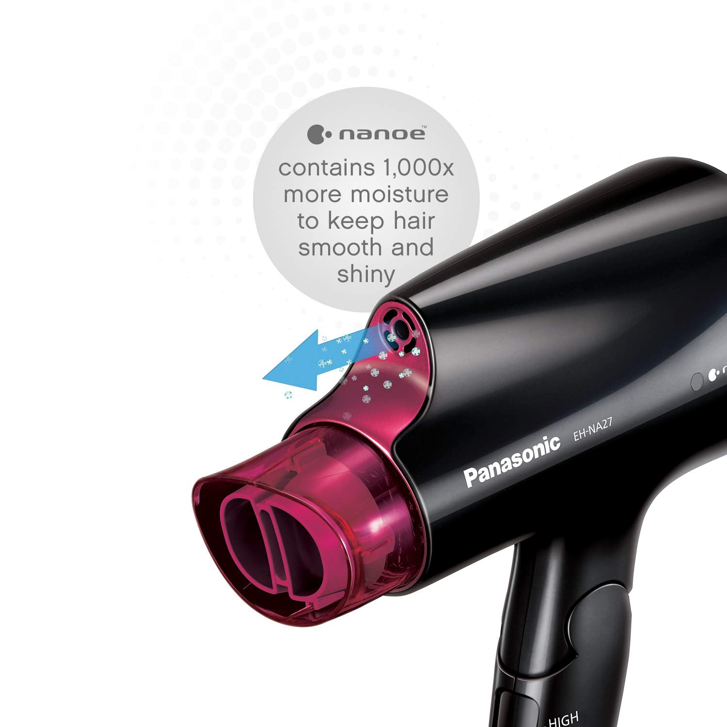 PANASONIC Nanoe EH-NA27 Compact Travel Hair Dryer | Refurbished with Home Essentials Warranty | Lightweight & Fast Drying for Travel, Gym & Home Use
