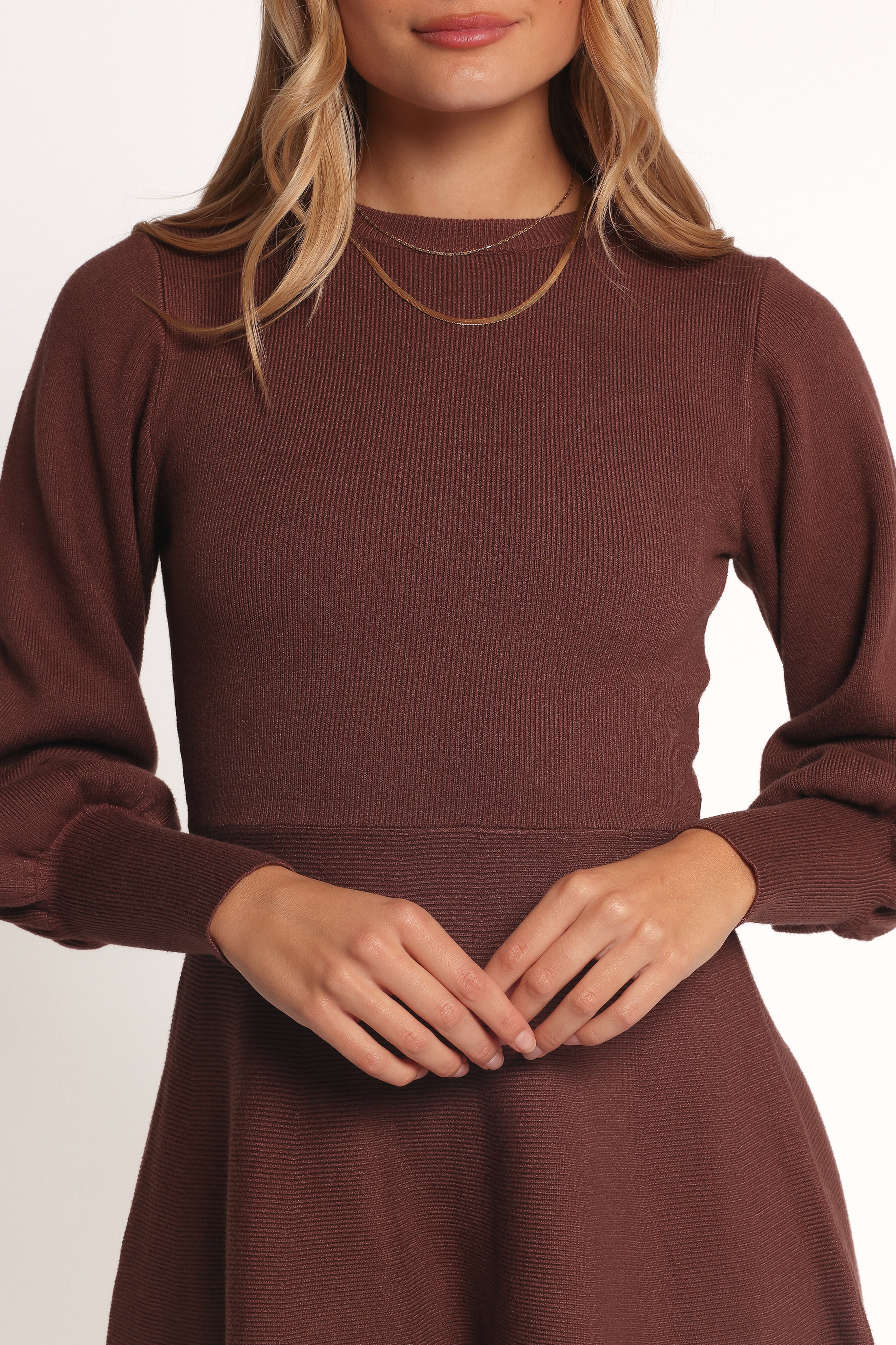 Gigi Long Sleeve Mini Dress for Women - Brown Flowy Party Dress for Night Out, Date Night & Special Occasions