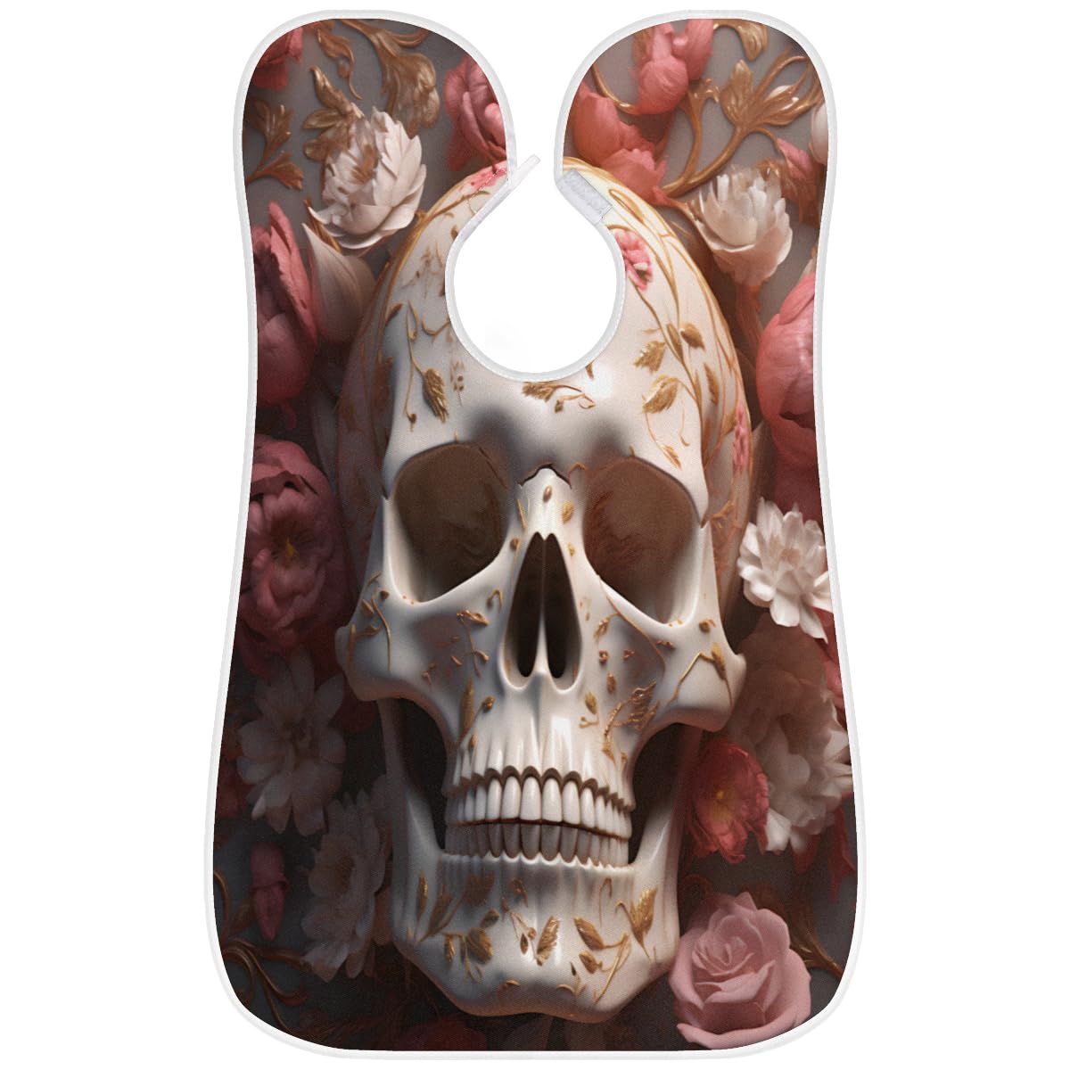 Rose Flower Skull Beard Shaving Bib for Men - Waterproof Barber Apron for Hair Dye & Makeup - Sink Hair Catcher for Beard Trimming & Lineup - Perfect Gift for Barbers & Stylists (Great for Salon, Home Grooming & Professional Use)