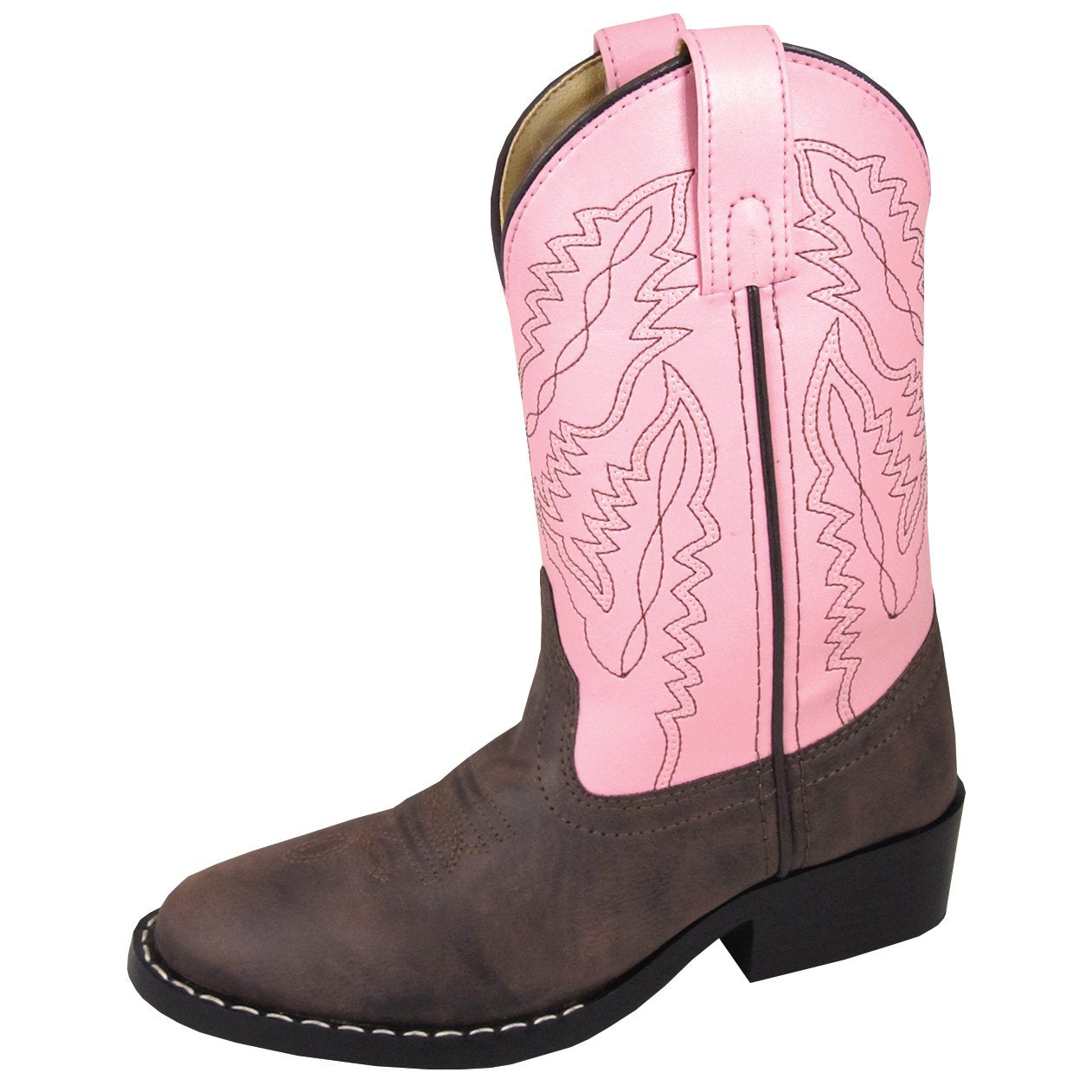 Smoky Mountain Girls Monterey Brown & Pink Cowboy Boots for Kids - Western Style Booties for Toddler & Little Girls - Perfect for Rodeo, Country Dance & Cowgirl Costume