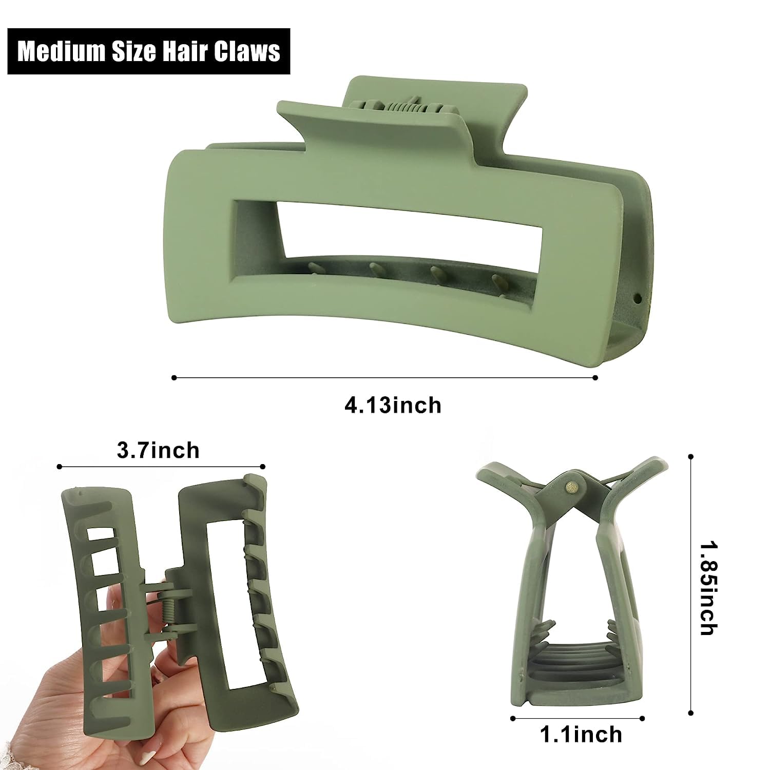 4 Pcs Women's Large Rectangular Hair Clips - High Elastic Anti-Slip Claw Clips for Thin & Thick Hair | Fashion Hair Accessories for Work, Party & Daily Styling