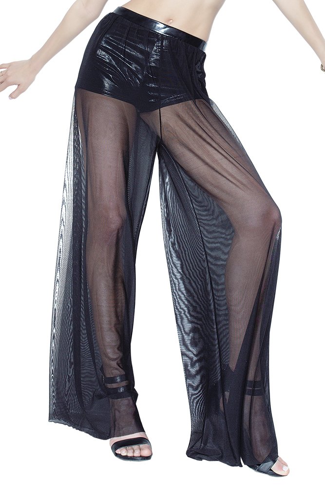 Coquette Women's Mesh Wide Leg Lounge Pants - Soft Stretchy High Waist Comfort Pants for Yoga, Home Wear & Summer Outfits