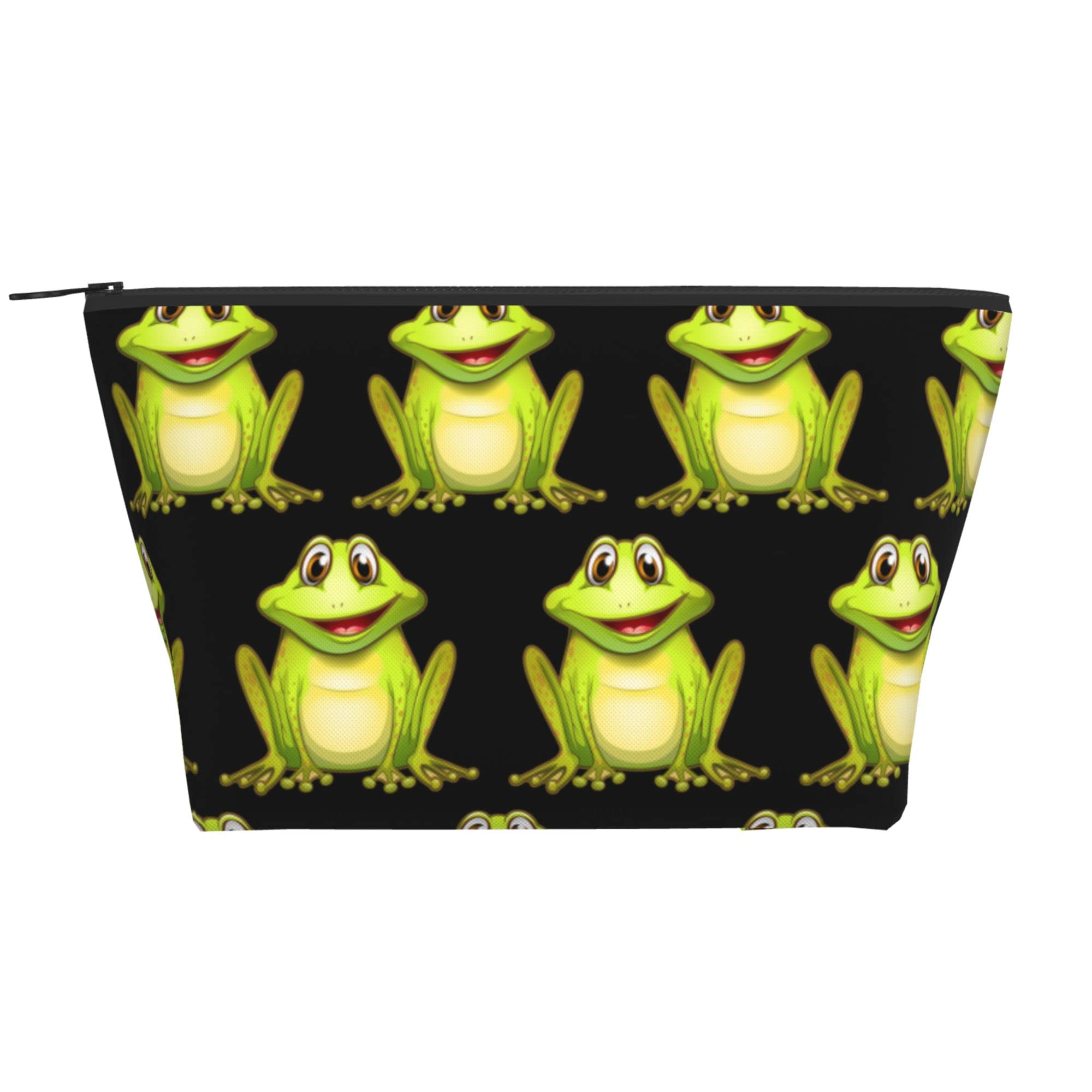 Waterproof Zippered Carrying Pouch Bag - Green Frog Design Oxford Cloth Cosmetic Makeup Travel Organizer - Durable Portable Pencil Case for Men & Women - Perfect for Daily Storage, Travel Essentials & Toiletries