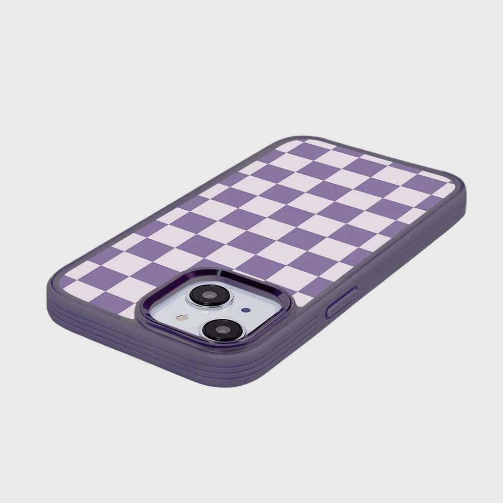 iPhone 16e MagSafe Case - Purple Checkerboard Design | Slim Protective Cover for Wireless Charging | Perfect for Work, Travel & Everyday Use