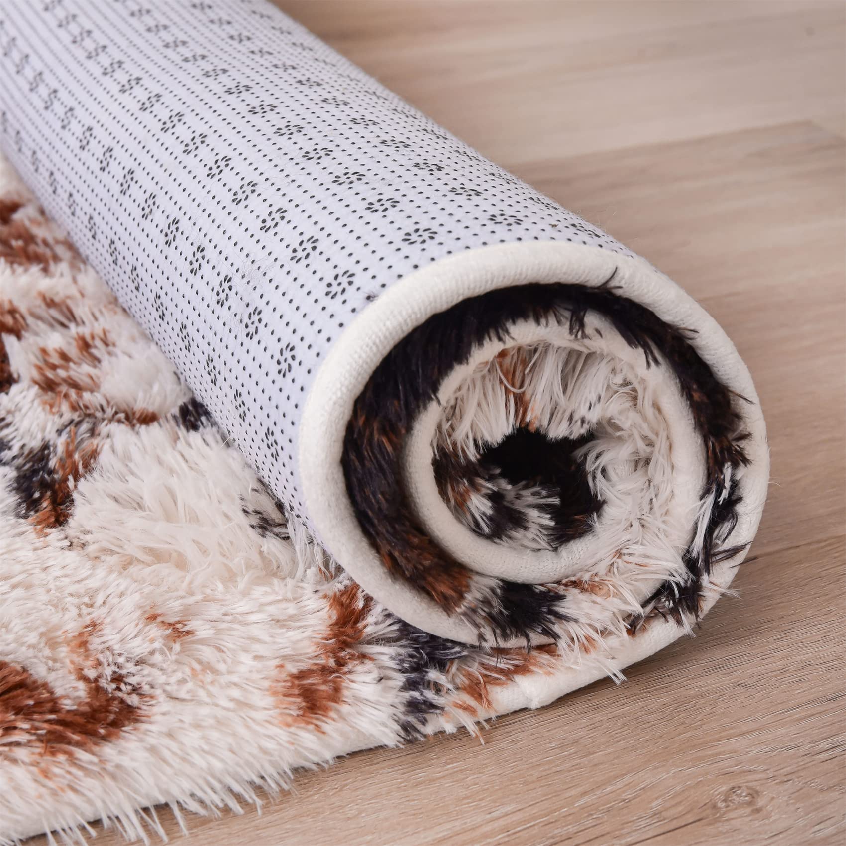 Cute Cow Print Area Rug - Soft Faux Cowhide Carpet for Nursery, Kids Room Decor - Non-Slip Animal Print Rug (Coffee-Black, 3x5 ft) - Perfect for Playrooms, Bedrooms & Farmhouse Style Decor