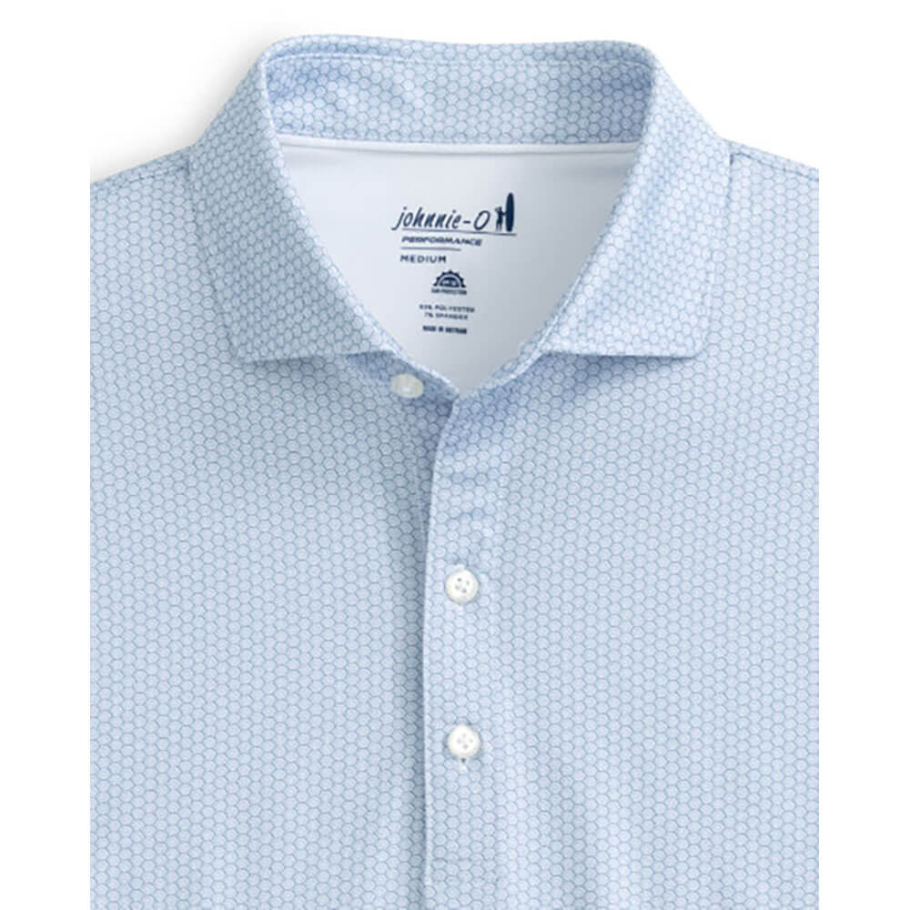 Johnnie O TY Prep Performance Polo Shirt for Men - Breathable Golf & Casual Wear - Lake Blue