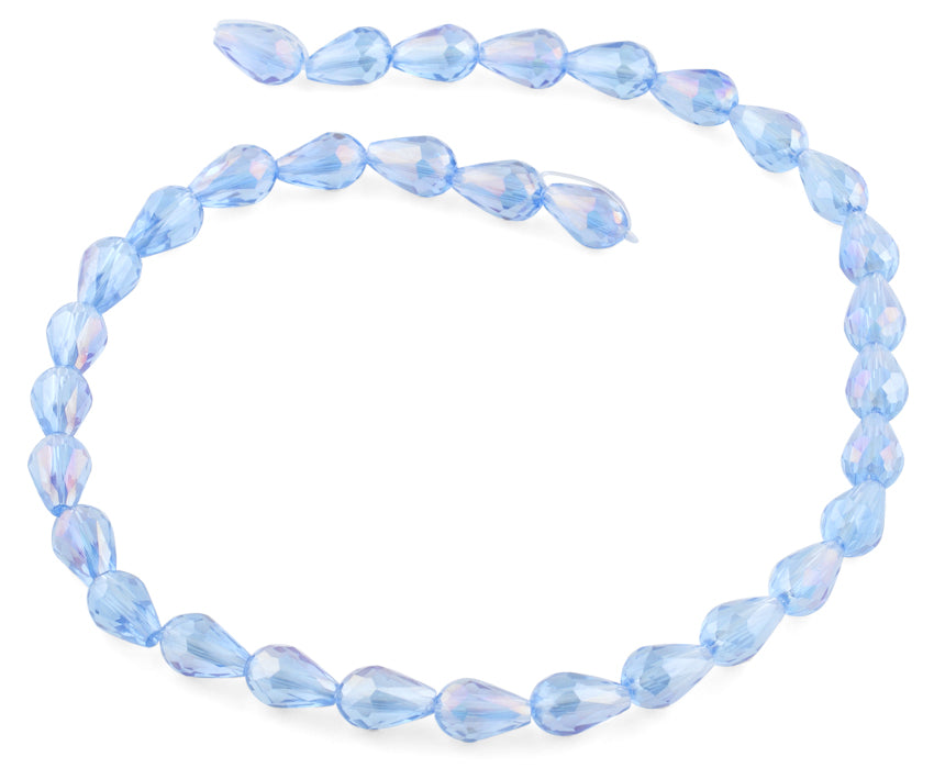 8x12mm Blue Drop Faceted Crystal Beads for Jewelry Making, DIY Crafts, Bracelets & Necklaces - Sparkling Czech Glass Beads for Beading Projects