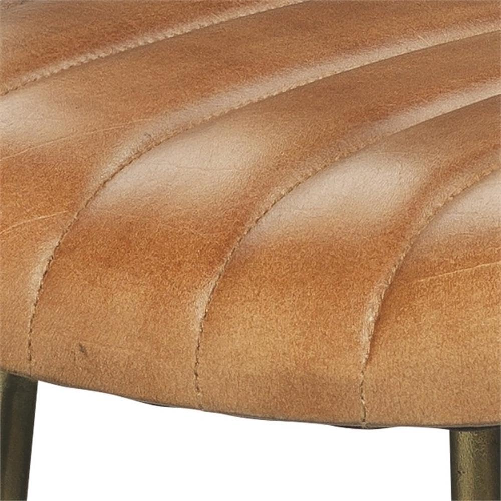 Brown & Gold Transitional Leather Bar Stool with Iron Frame - Perfect for Kitchen Islands, Home Bars & Modern Dining Areas